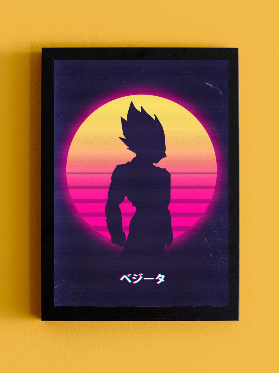 Vegeta in retro Anime Poster Tablo Siyah Çerçeveli Yüksek Kalite Anime Duvar Tablo