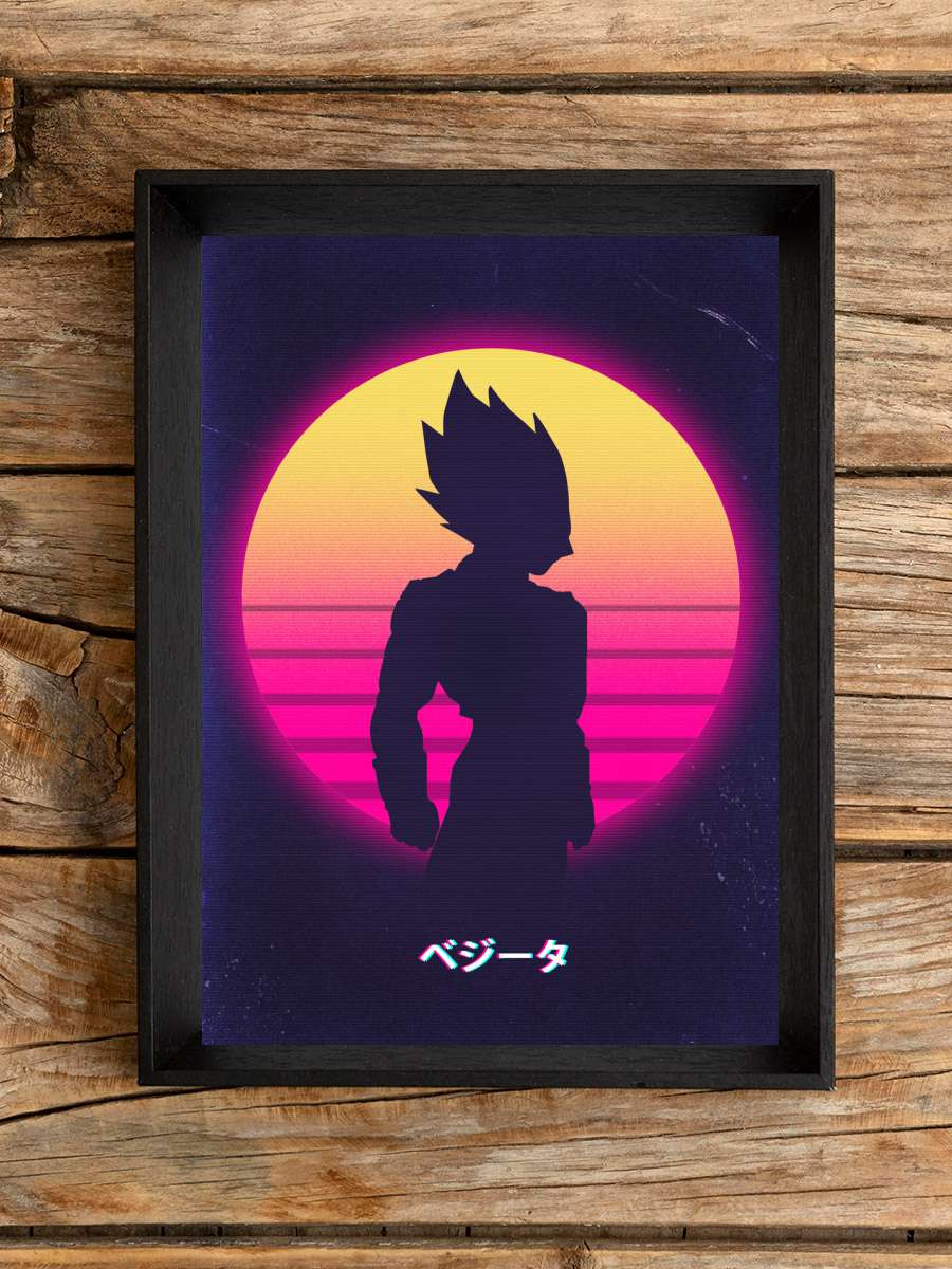 Vegeta in retro Anime Poster Tablo Siyah Çerçeveli Yüksek Kalite Anime Duvar Tablo