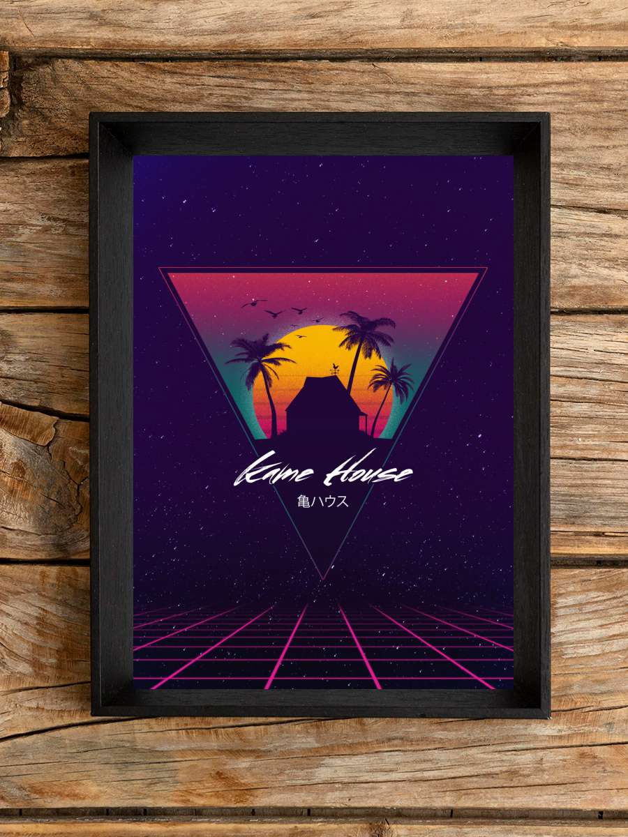 Sunset Kame House Anime Poster Tablo Siyah Çerçeveli Yüksek Kalite Anime Duvar Tablo