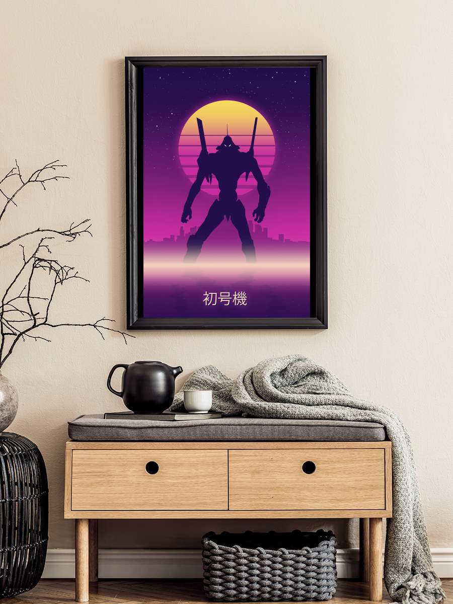 Eva in retro Anime Poster Tablo Siyah Çerçeveli Yüksek Kalite Anime Duvar Tablo