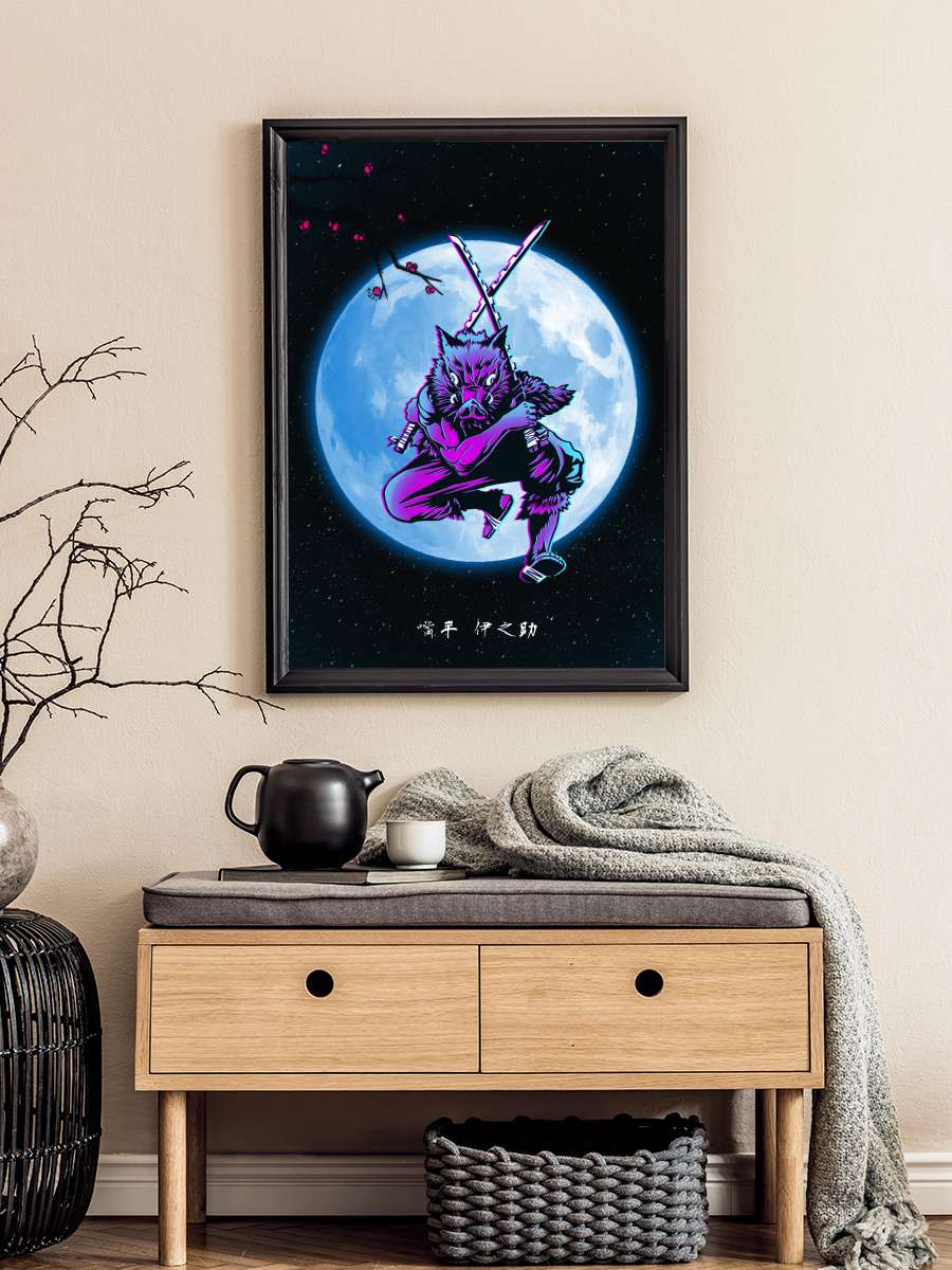 Inosuke under the moon Anime Poster Tablo Siyah Çerçeveli Yüksek Kalite Anime Duvar Tablo