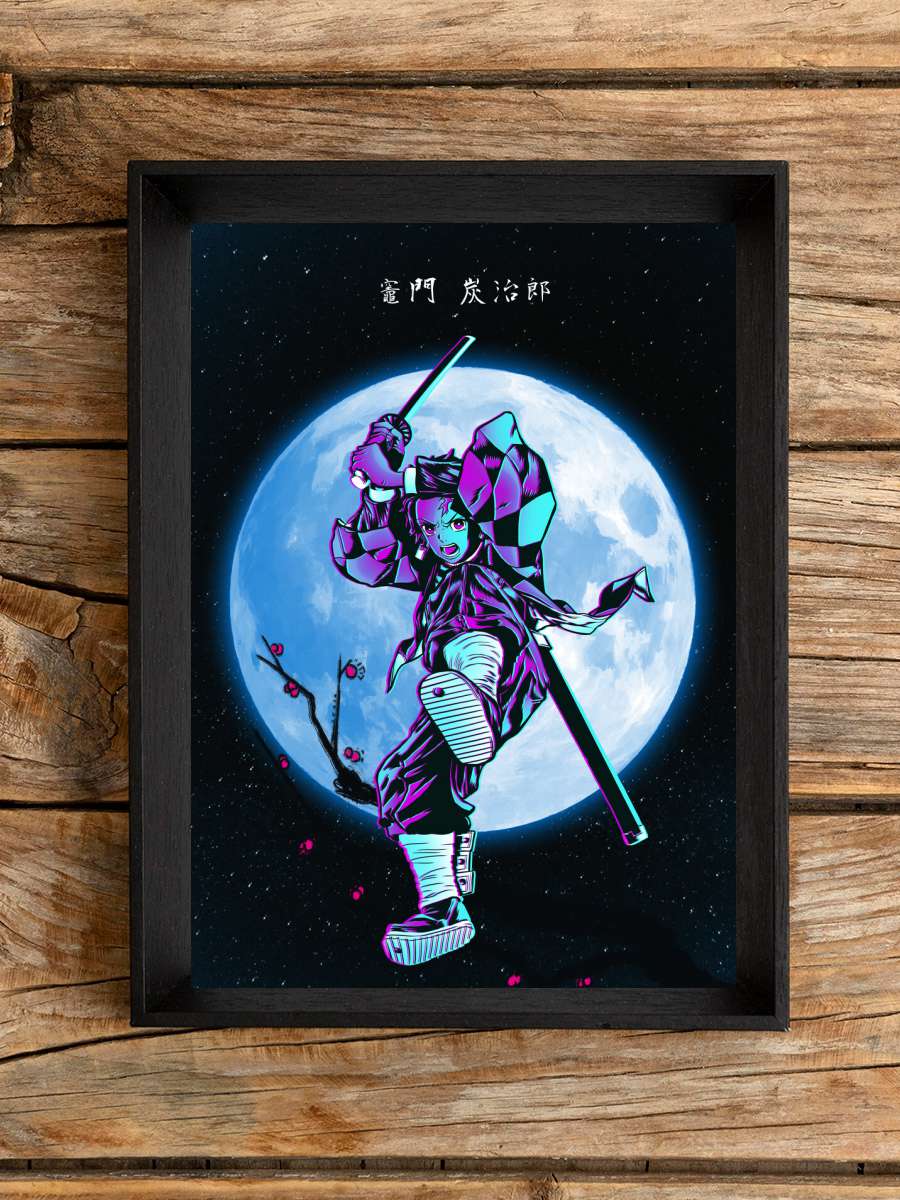 Warrior under the moon Anime Poster Tablo Siyah Çerçeveli Yüksek Kalite Anime Duvar Tablo