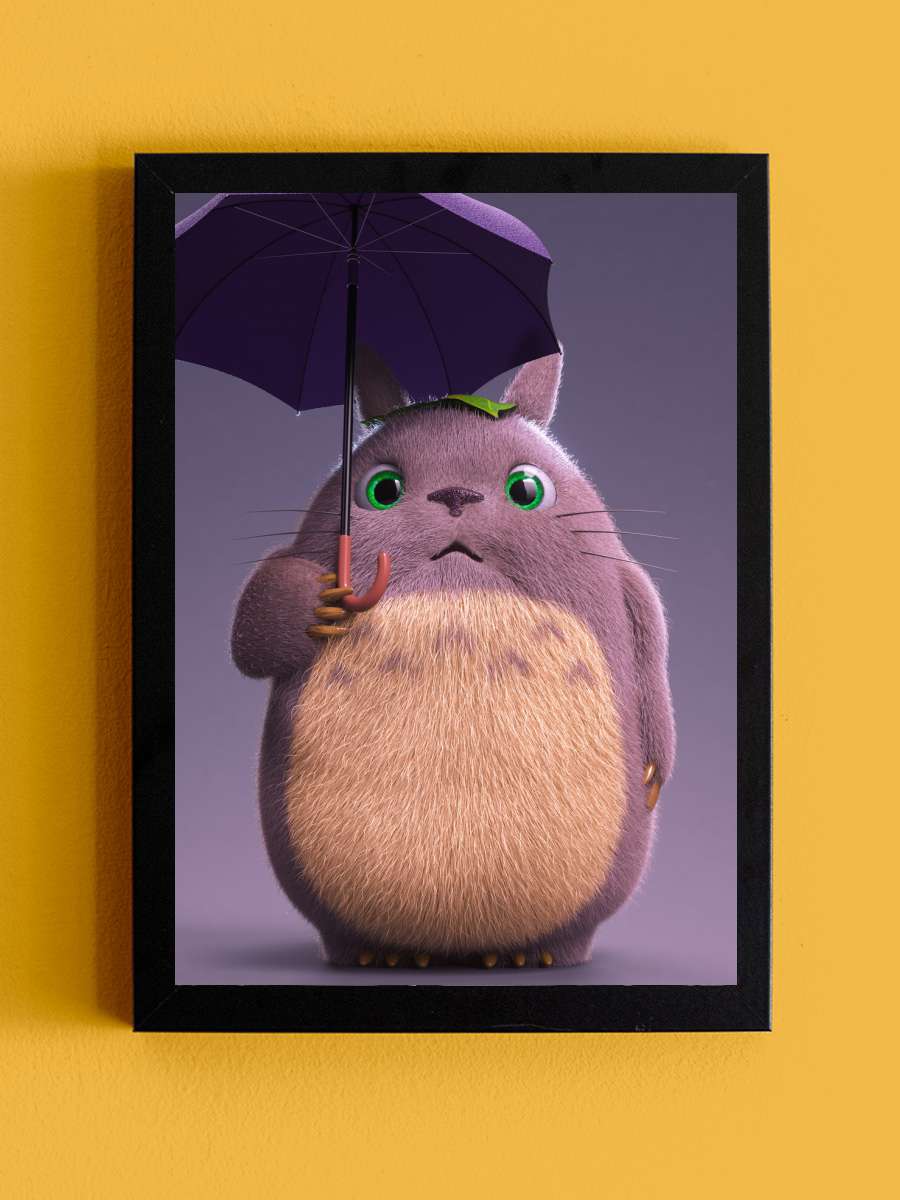 Totoro Anime Poster Tablo Siyah Çerçeveli Yüksek Kalite Anime Duvar Tablo