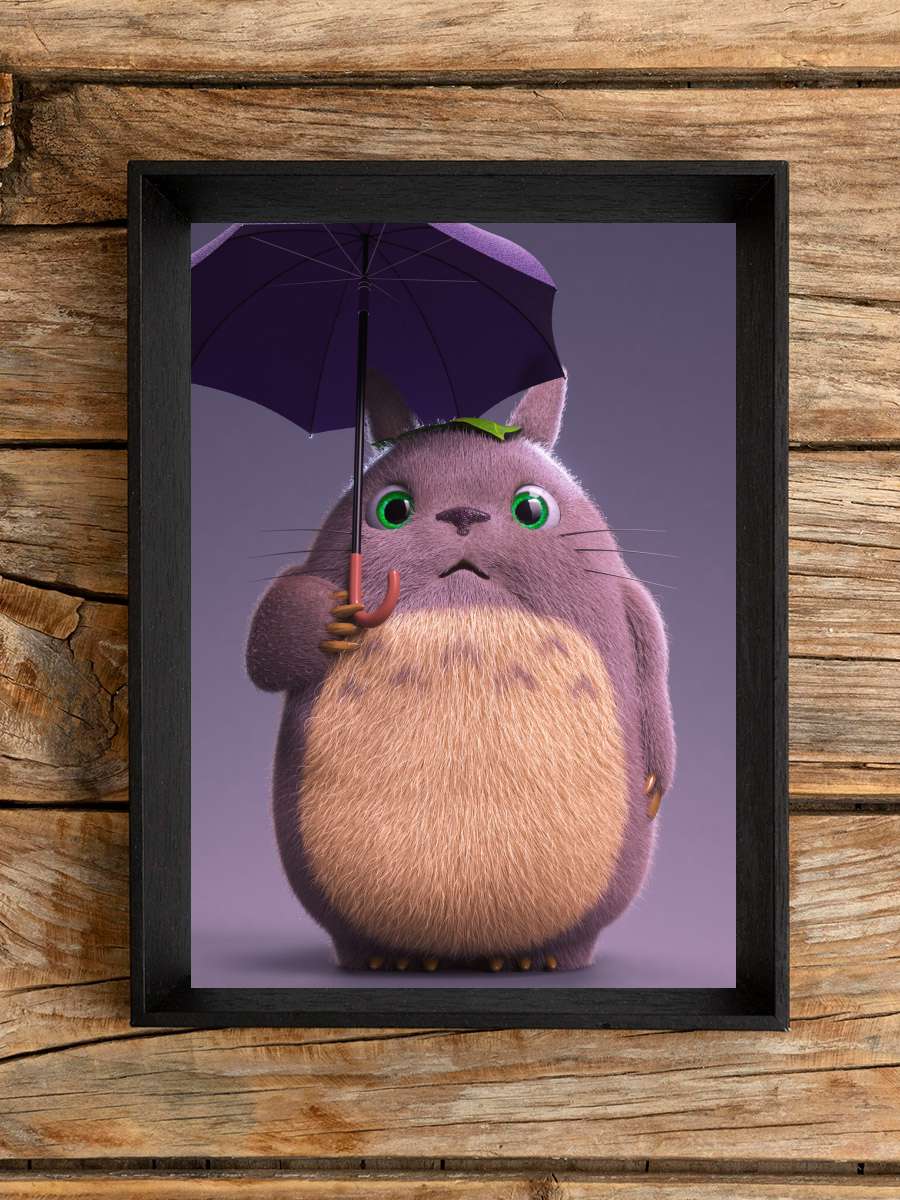 Totoro Anime Poster Tablo Siyah Çerçeveli Yüksek Kalite Anime Duvar Tablo