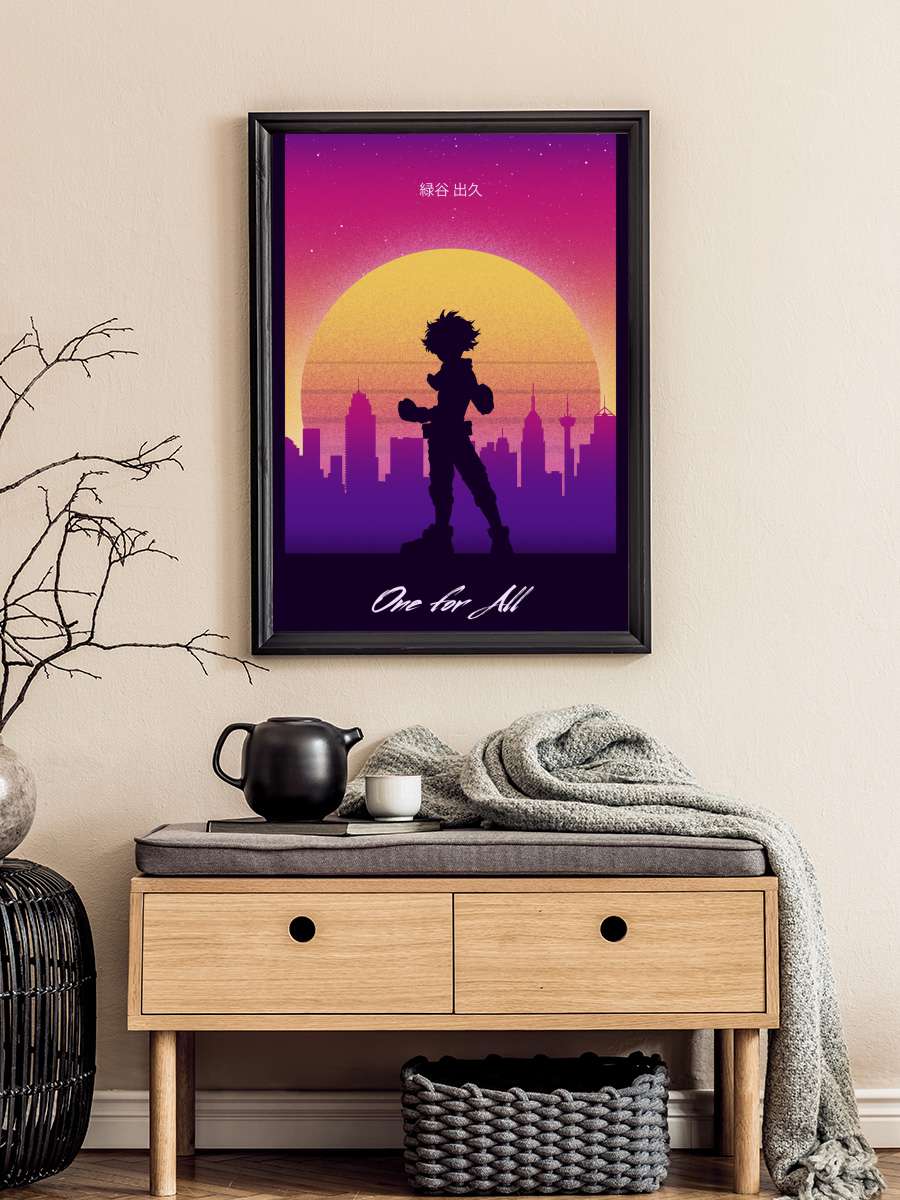 Retro Deku Anime Poster Tablo Siyah Çerçeveli Yüksek Kalite Anime Duvar Tablo