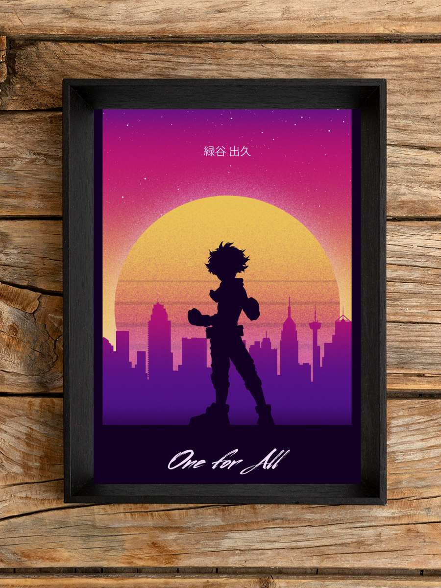 Retro Deku Anime Poster Tablo Siyah Çerçeveli Yüksek Kalite Anime Duvar Tablo