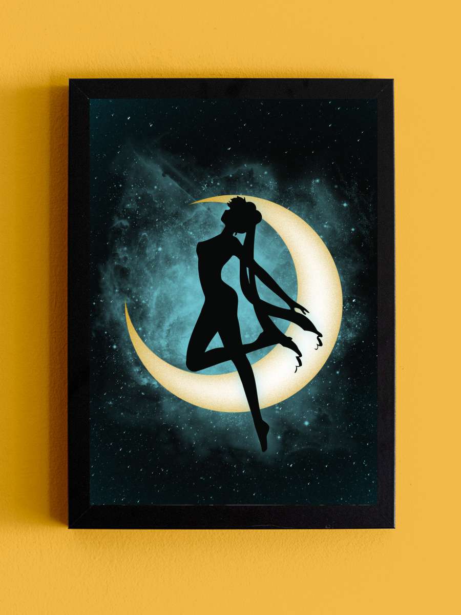 Silhouette under the moon Anime Poster Tablo Siyah Çerçeveli Yüksek Kalite Anime Duvar Tablo