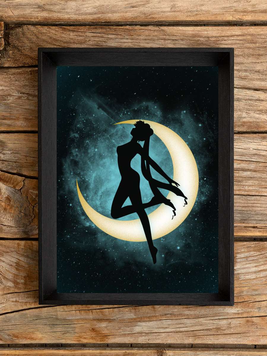 Silhouette under the moon Anime Poster Tablo Siyah Çerçeveli Yüksek Kalite Anime Duvar Tablo