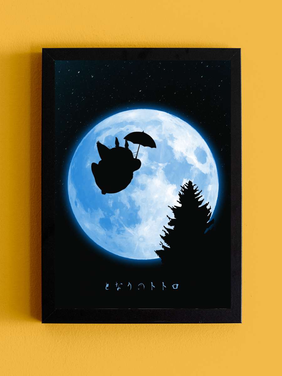 Flying under the moon Anime Poster Tablo Siyah Çerçeveli Yüksek Kalite Anime Duvar Tablo