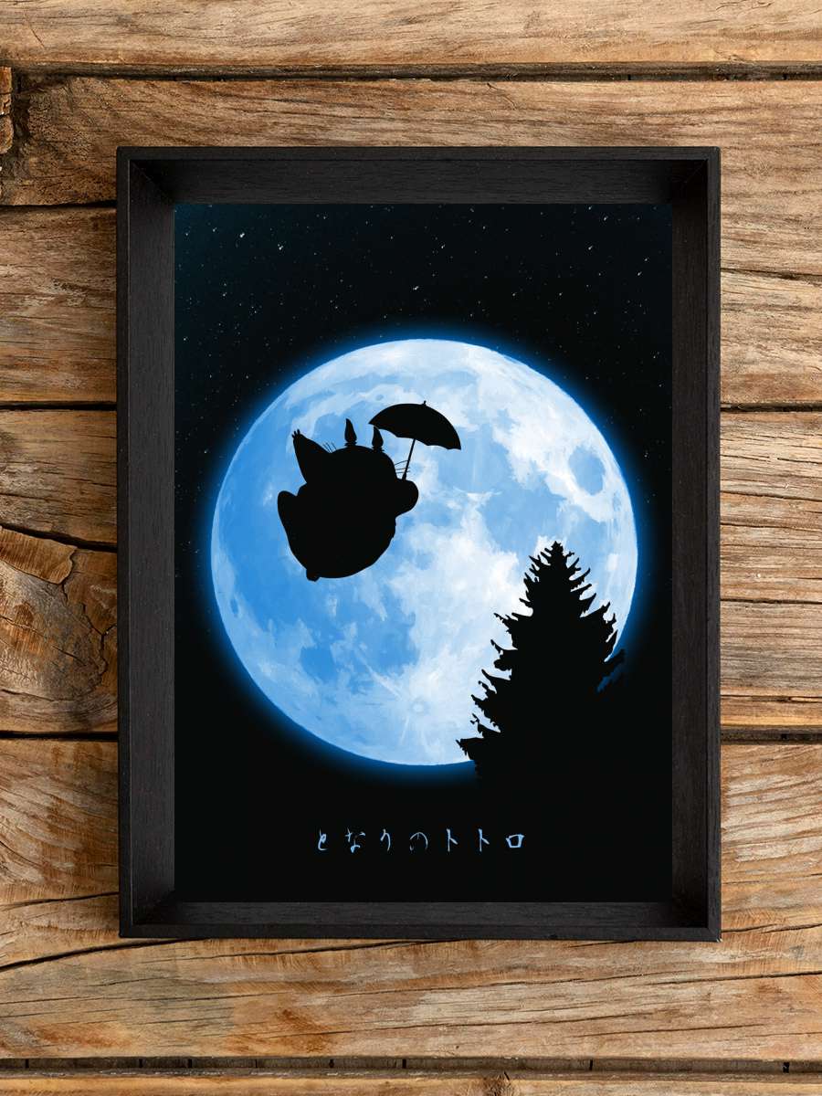 Flying under the moon Anime Poster Tablo Siyah Çerçeveli Yüksek Kalite Anime Duvar Tablo