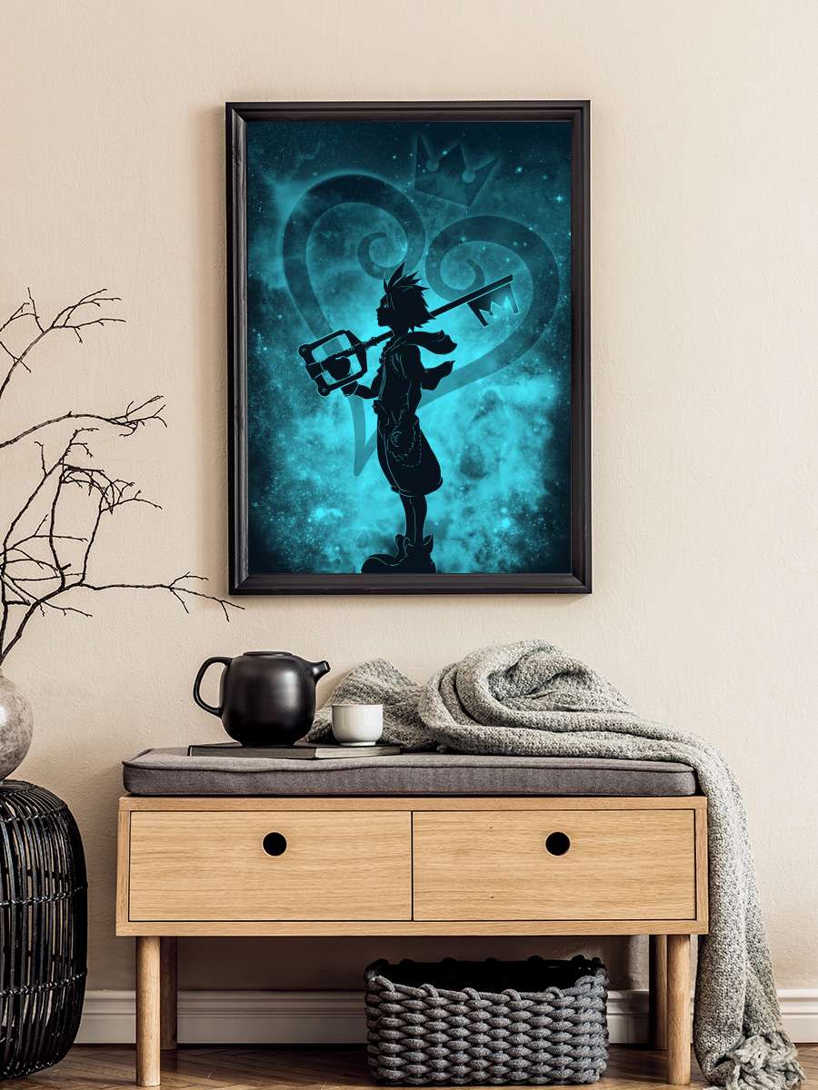 Heart Silhouette Anime Poster Tablo Siyah Çerçeveli Yüksek Kalite Anime Duvar Tablo