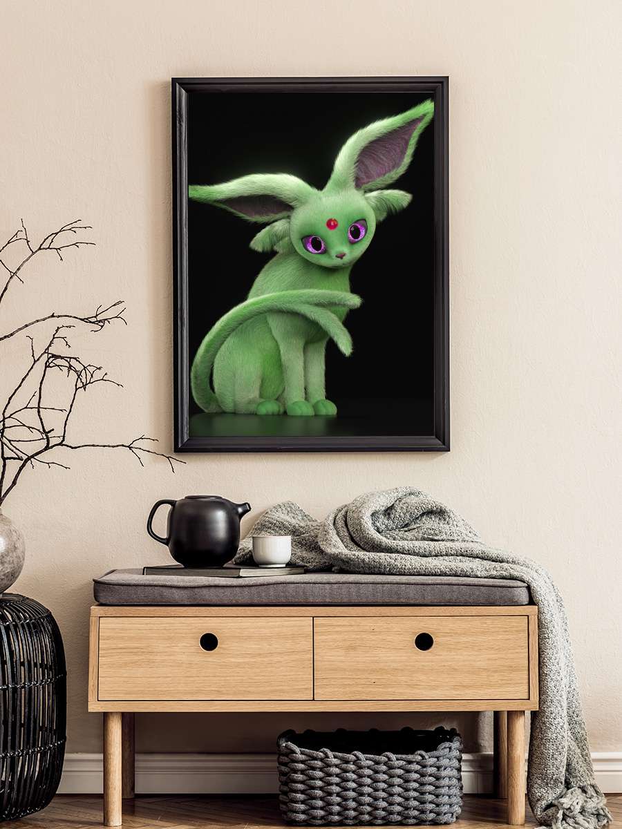 Elegant Espeon - Shiny Anime Poster Tablo Siyah Çerçeveli Yüksek Kalite Anime Duvar Tablo