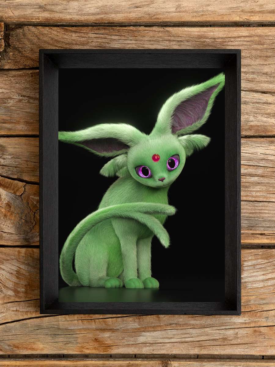 Elegant Espeon - Shiny Anime Poster Tablo Siyah Çerçeveli Yüksek Kalite Anime Duvar Tablo