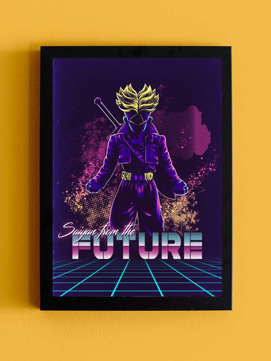 Retro Saiyan from the future Anime Poster Tablo Siyah Çerçeveli Yüksek Kalite Anime Duvar Tablo