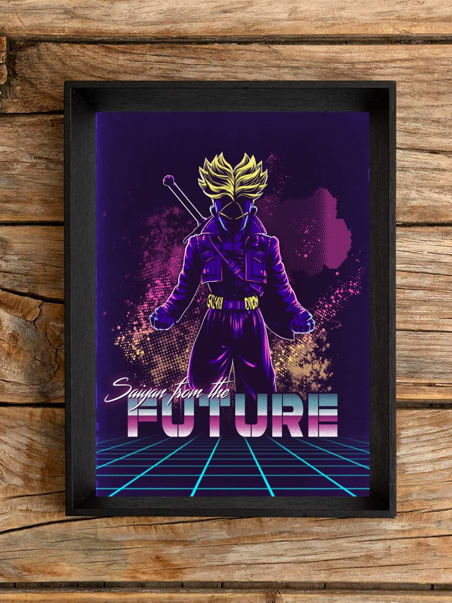 Retro Saiyan from the future Anime Poster Tablo Siyah Çerçeveli Yüksek Kalite Anime Duvar Tablo