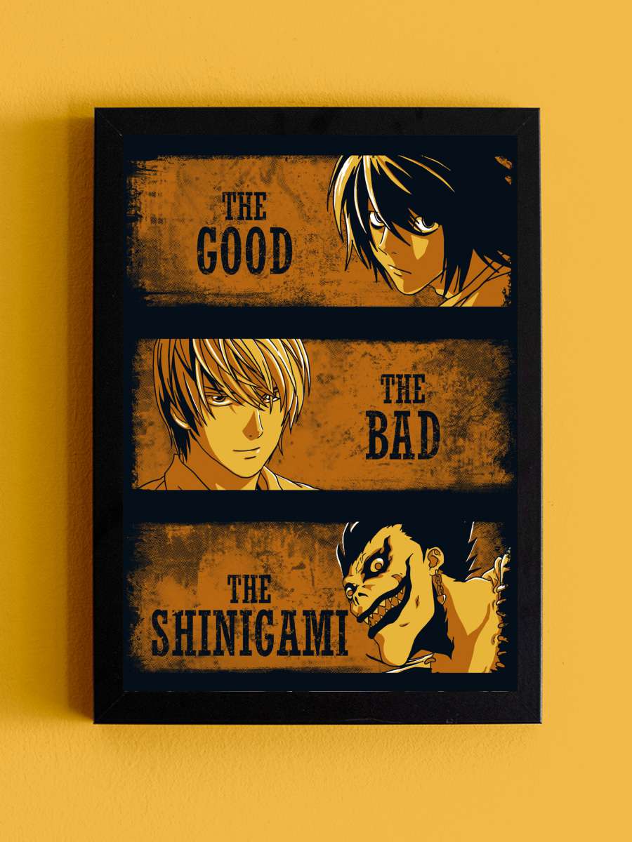 The good the bd and the… shinigami Anime Poster Tablo Siyah Çerçeveli Yüksek Kalite Anime Duvar Tablo