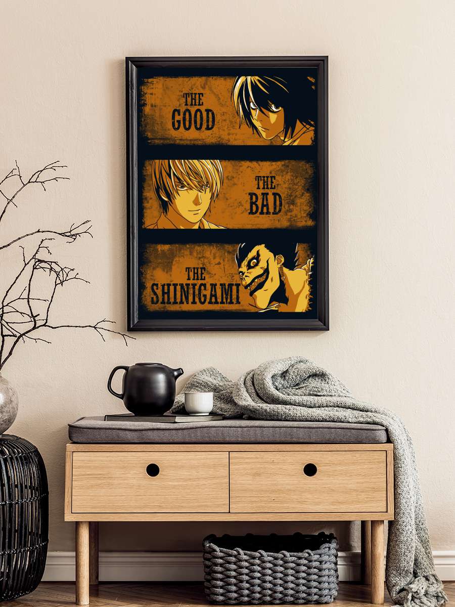 The good the bd and the… shinigami Anime Poster Tablo Siyah Çerçeveli Yüksek Kalite Anime Duvar Tablo