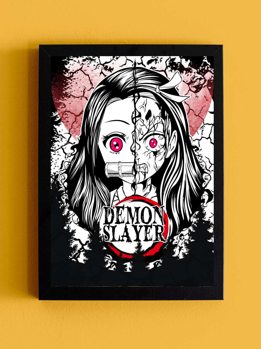 Nezuke demon slayer nezuko Anime Poster Tablo Siyah Çerçeveli Yüksek Kalite Anime Duvar Tablo