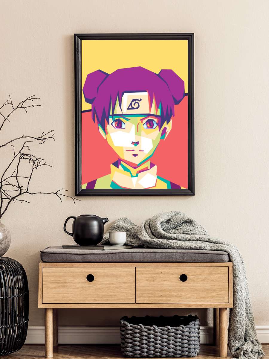 Tenten WPAP Anime Poster Tablo Siyah Çerçeveli Yüksek Kalite Anime Duvar Tablo