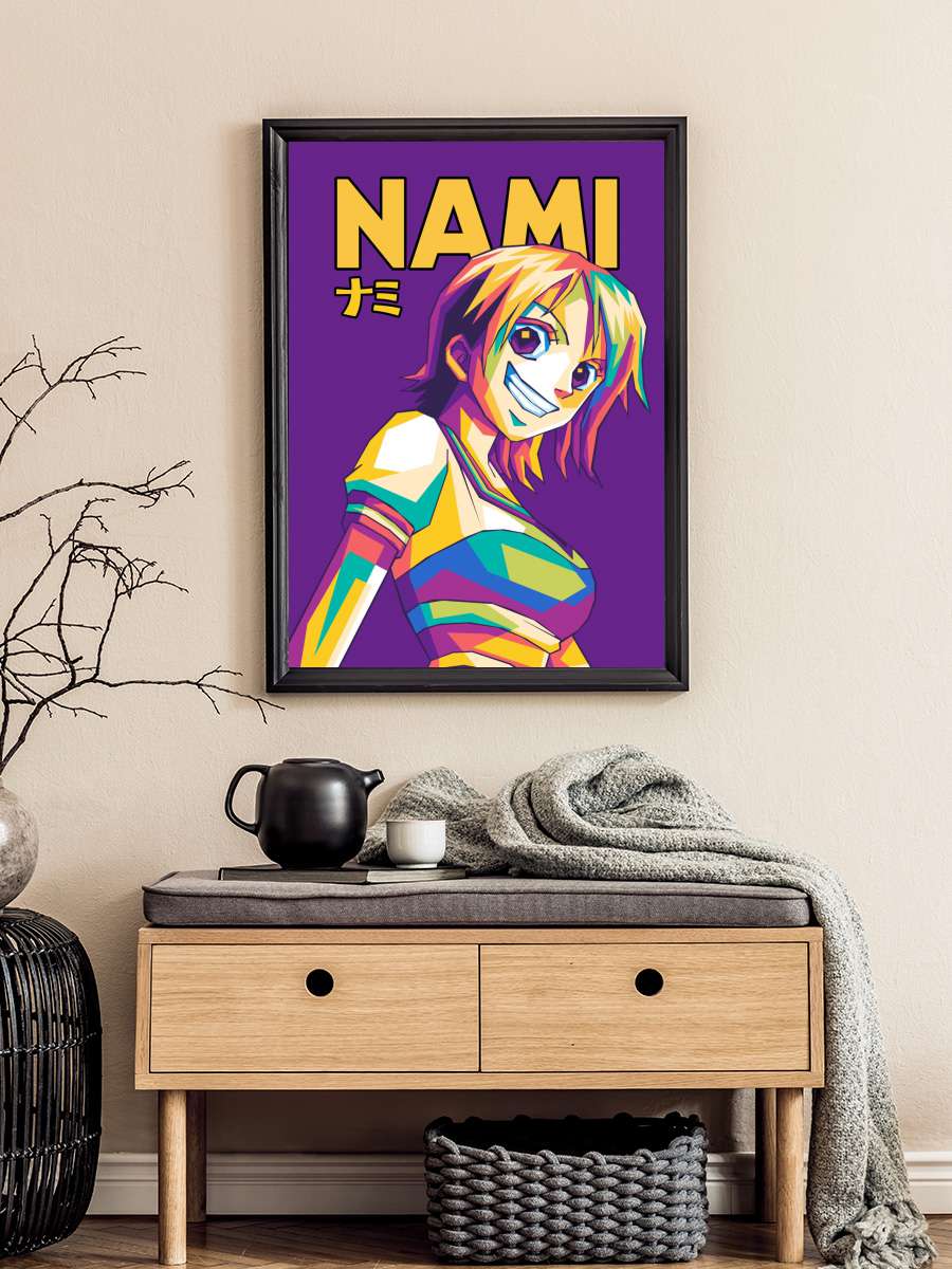 Nami WPAP Anime Poster Tablo Siyah Çerçeveli Yüksek Kalite Anime Duvar Tablo