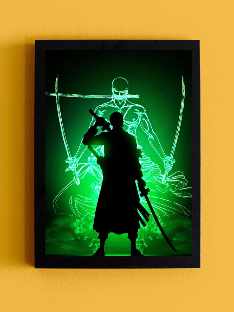 Green Swordsman Anime Poster Tablo Siyah Çerçeveli Yüksek Kalite Anime Duvar Tablo