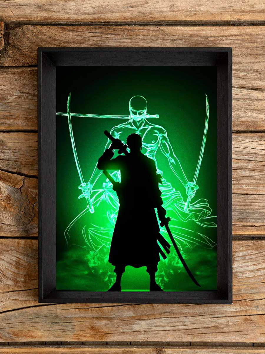 Green Swordsman Anime Poster Tablo Siyah Çerçeveli Yüksek Kalite Anime Duvar Tablo