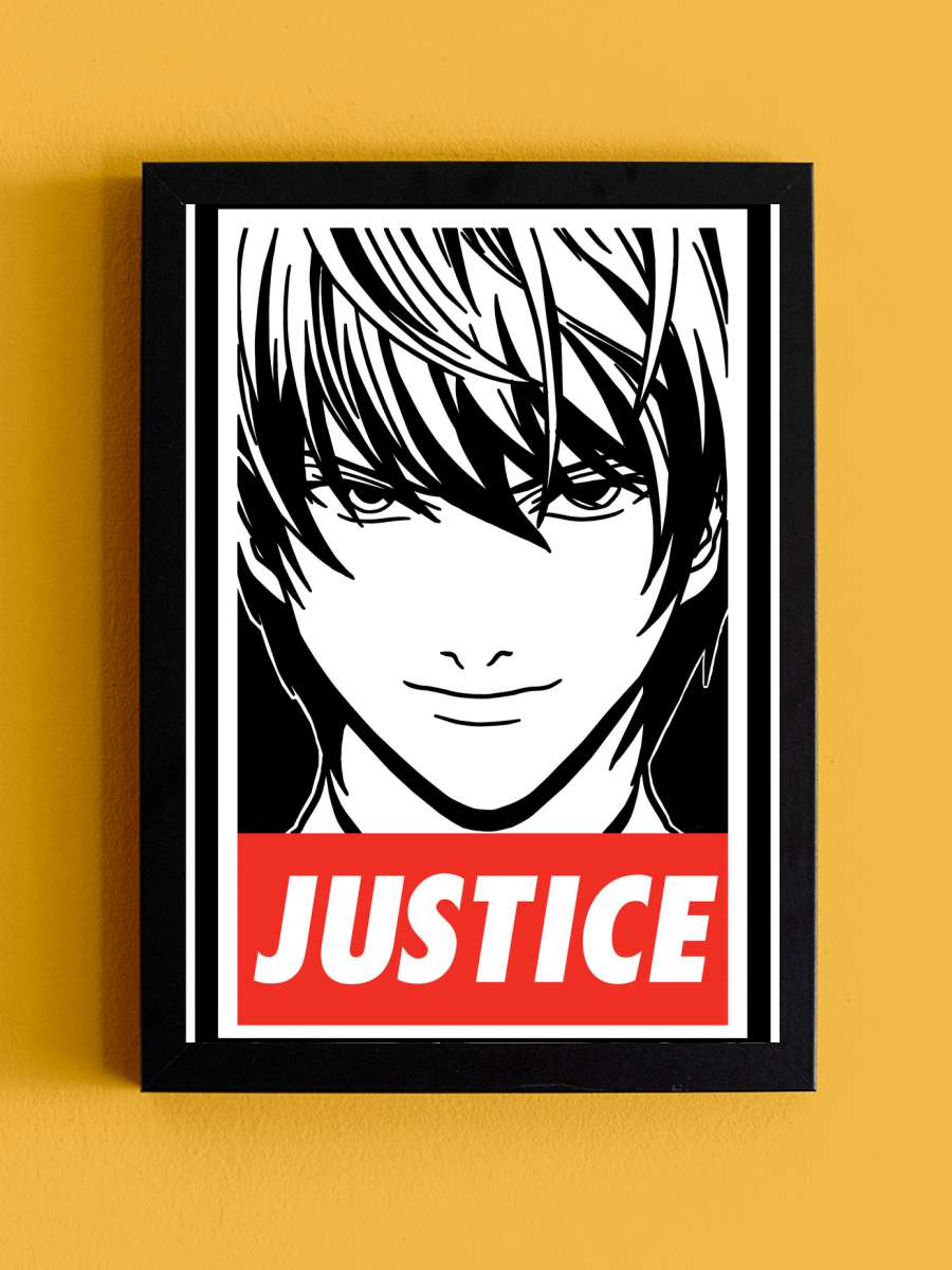 Kira is jutice Anime Poster Tablo Siyah Çerçeveli Yüksek Kalite Anime Duvar Tablo