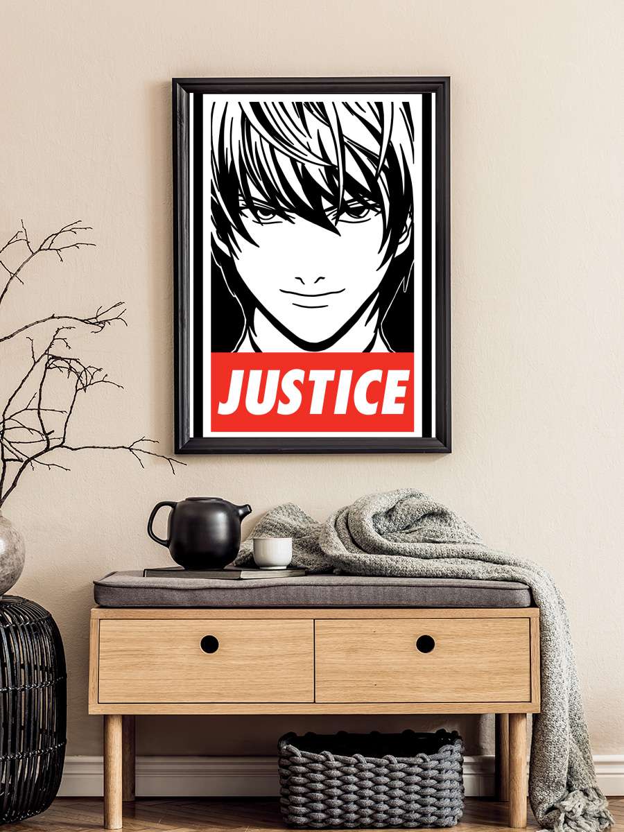 Kira is jutice Anime Poster Tablo Siyah Çerçeveli Yüksek Kalite Anime Duvar Tablo