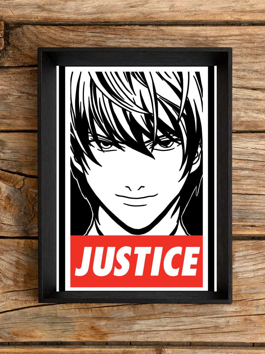 Kira is jutice Anime Poster Tablo Siyah Çerçeveli Yüksek Kalite Anime Duvar Tablo