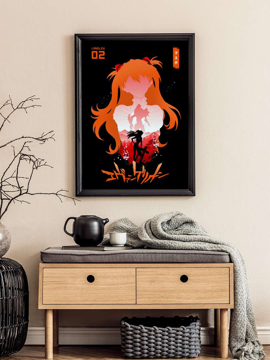 neon genesis evangelion soryu… soryu asuka langley Anime Poster Tablo Siyah Çerçeveli Yüksek Kalite Anime Duvar Tablo