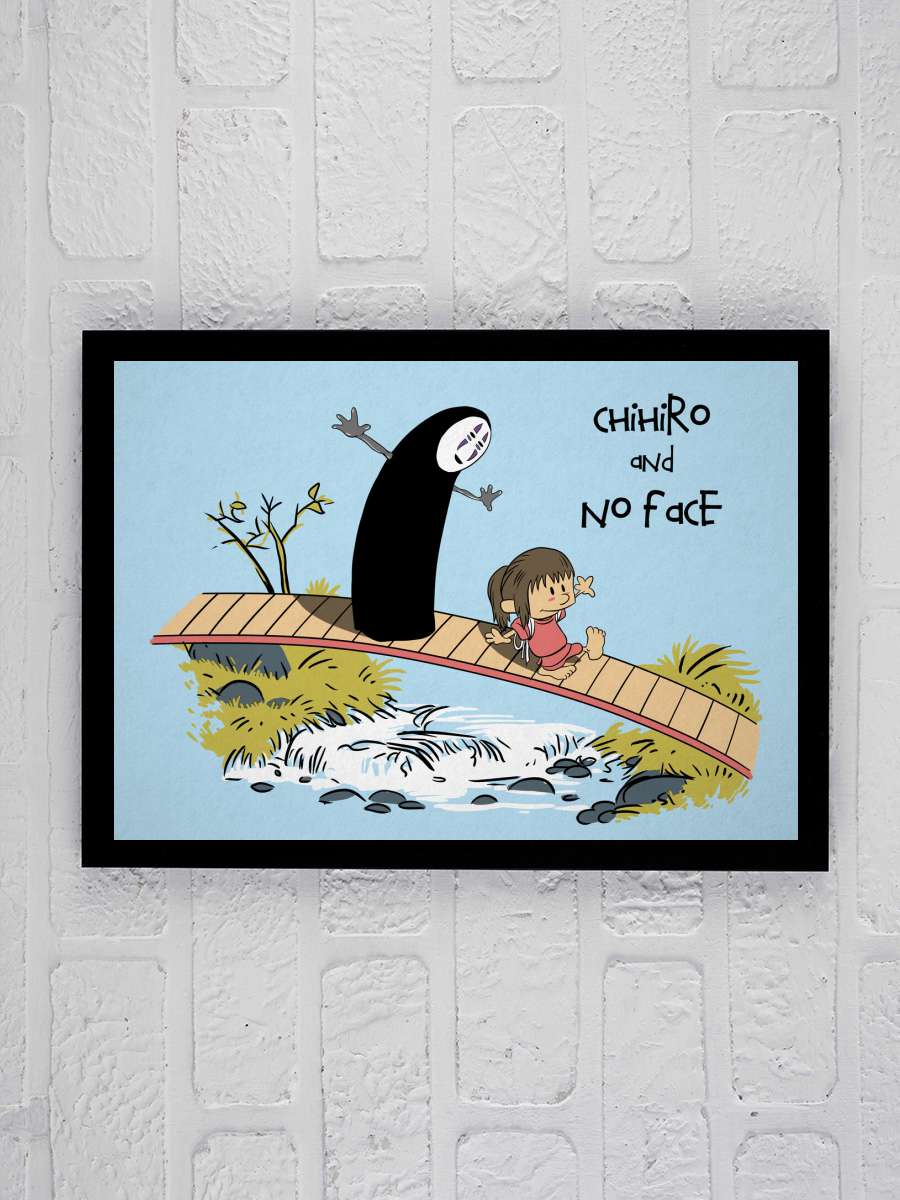 Chihiro and No Face Anime Poster Tablo Siyah Çerçeveli Yüksek Kalite Anime Duvar Tablo