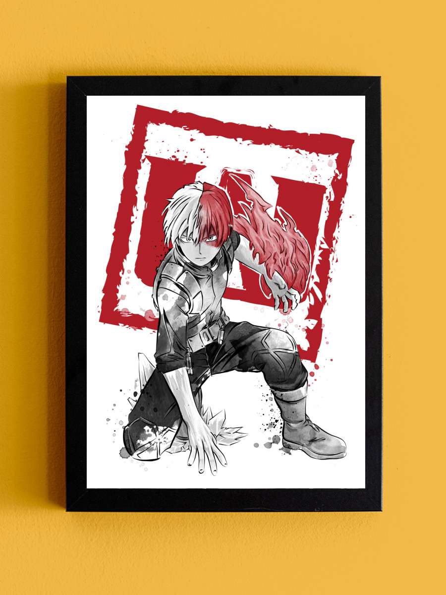 Todoroki sumi e Anime Poster Tablo Siyah Çerçeveli Yüksek Kalite Anime Duvar Tablo