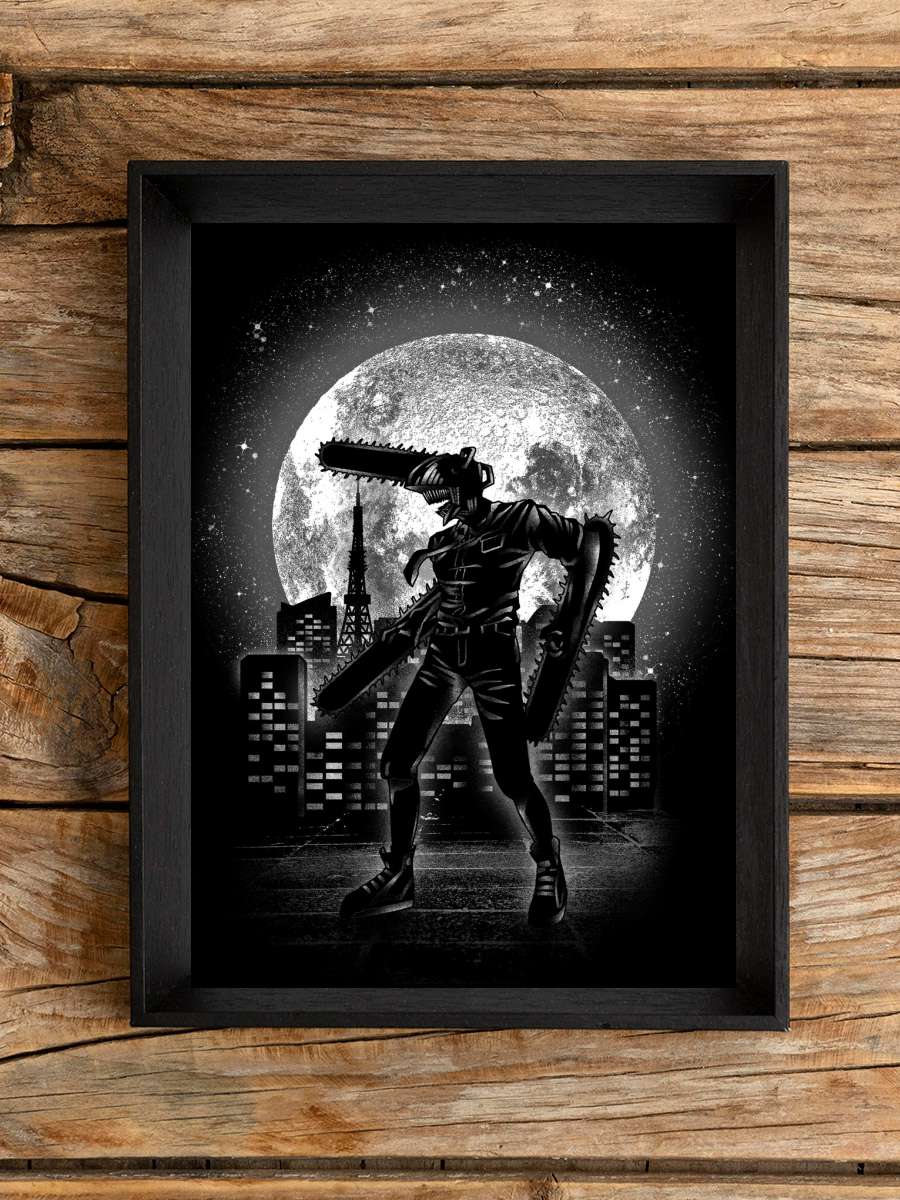 Moonlight Chainsaw  Anime Poster Tablo Siyah Çerçeveli Yüksek Kalite Anime Duvar Tablo