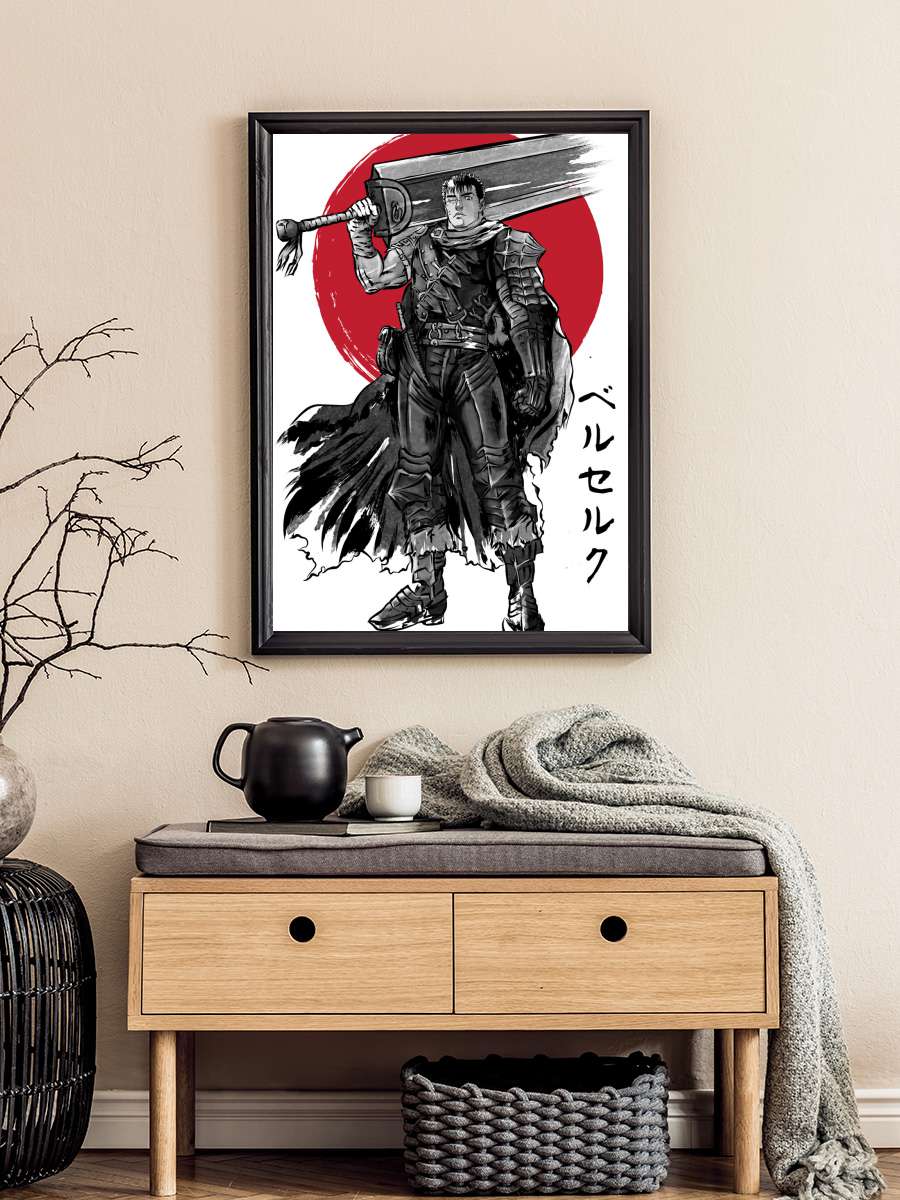 Black Swordsman sumi-e Anime Poster Tablo Siyah Çerçeveli Yüksek Kalite Anime Duvar Tablo