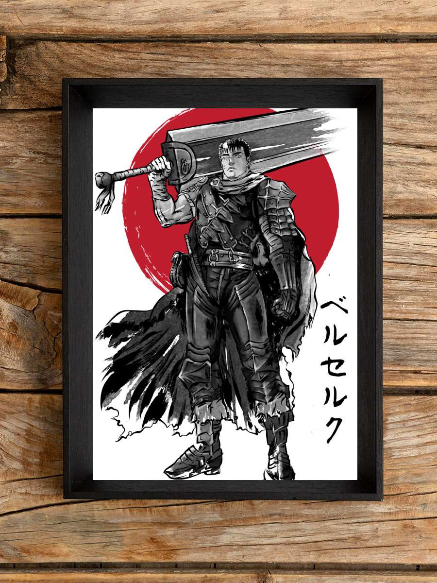 Black Swordsman sumi-e Anime Poster Tablo Siyah Çerçeveli Yüksek Kalite Anime Duvar Tablo