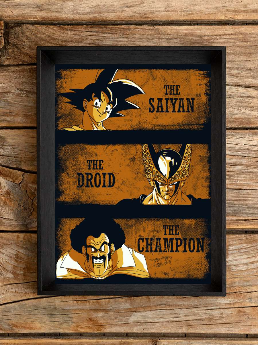 The saiyan, the droid and the… champion Anime Poster Tablo Siyah Çerçeveli Yüksek Kalite Anime Duvar Tablo