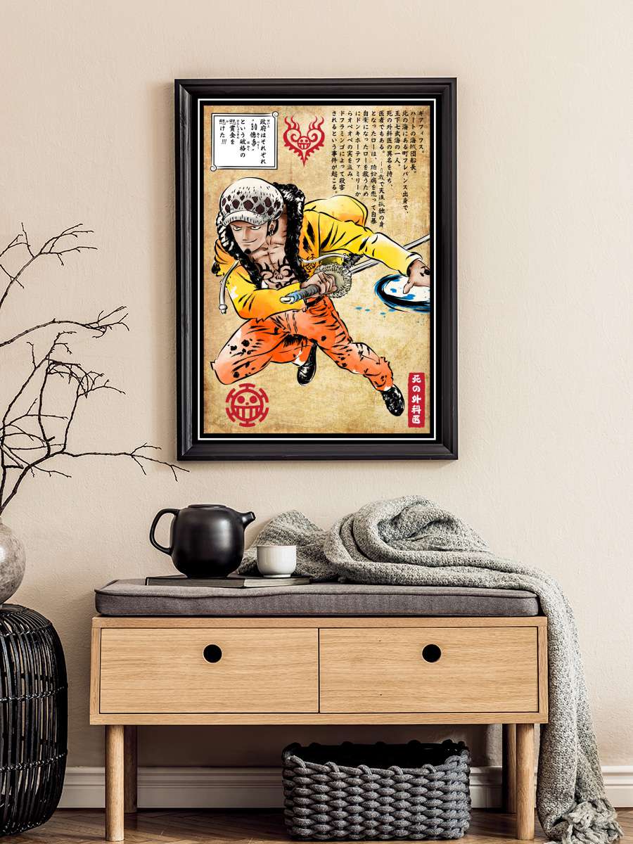 Surgeon of death woodblock Anime Poster Tablo Siyah Çerçeveli Yüksek Kalite Anime Duvar Tablo