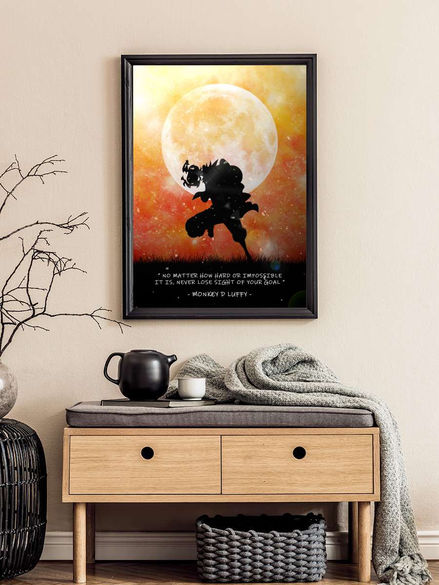 monkey d luffy quotes Anime Poster Tablo Siyah Çerçeveli Yüksek Kalite Anime Duvar Tablo