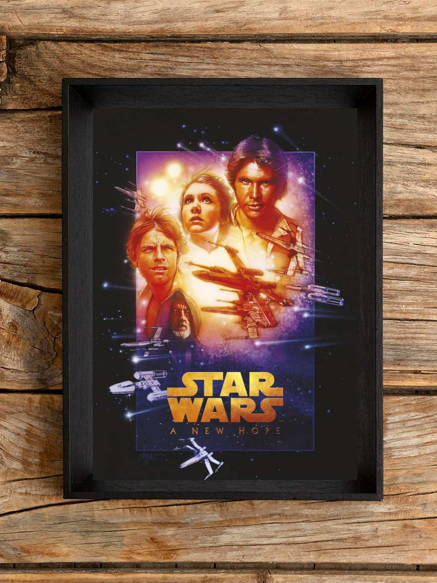 Star Wars Episode IV - A New Hope Film Poster Tablo Siyah Çerçeveli Yüksek Kalite Film Duvar Tablo