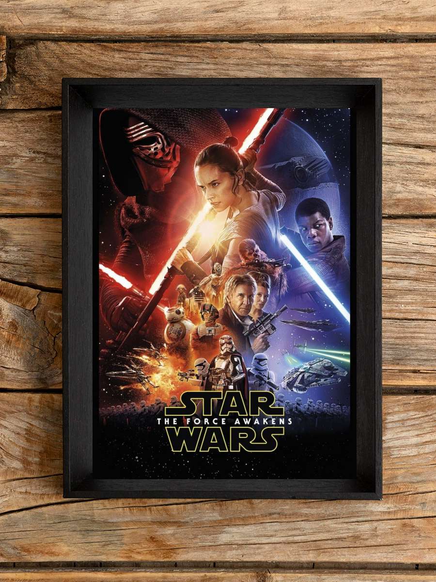 Star Wars VII - The Force Awakens Film Poster Tablo Siyah Çerçeveli Yüksek Kalite Film Duvar Tablo