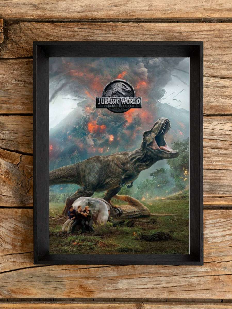 Jurassic World Film Poster Tablo Siyah Çerçeveli Yüksek Kalite Film Duvar Tablo