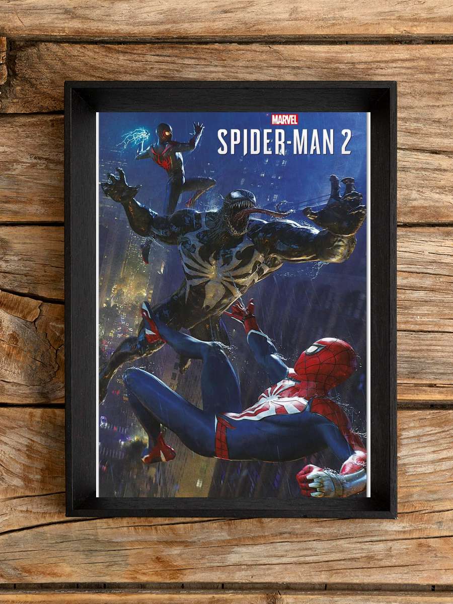 Spider-Man 2 - Spideys vs Venom Film Poster Tablo Siyah Çerçeveli Yüksek Kalite Film Duvar Tablo