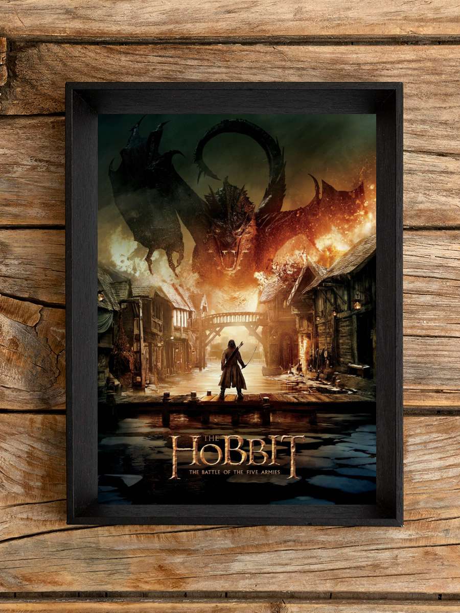 The Hobbit - Smaug Film Poster Tablo Siyah Çerçeveli Yüksek Kalite Film Duvar Tablo