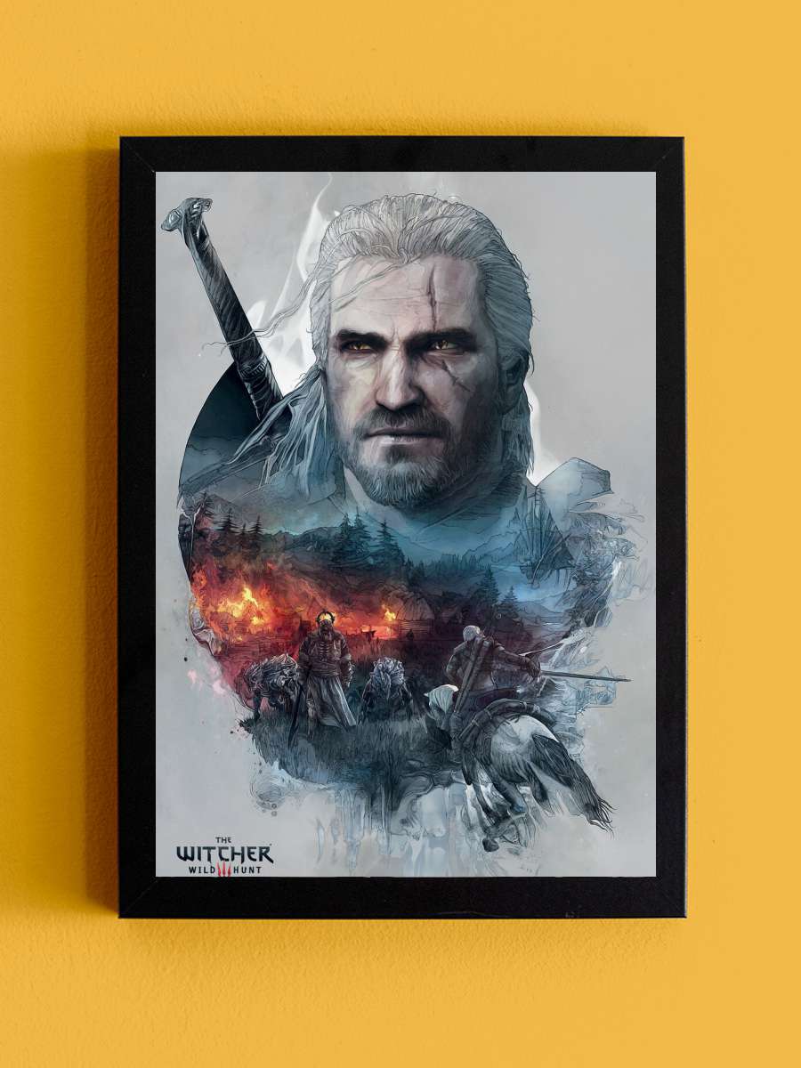 The Witcher - Geralt Film Poster Tablo Siyah Çerçeveli Yüksek Kalite Film Duvar Tablo