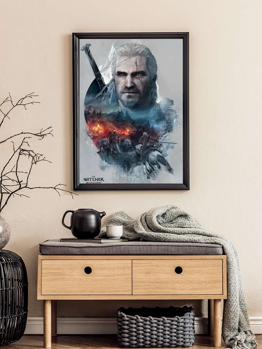 The Witcher - Geralt Film Poster Tablo Siyah Çerçeveli Yüksek Kalite Film Duvar Tablo