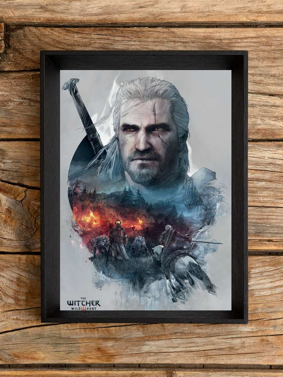 The Witcher - Geralt Film Poster Tablo Siyah Çerçeveli Yüksek Kalite Film Duvar Tablo