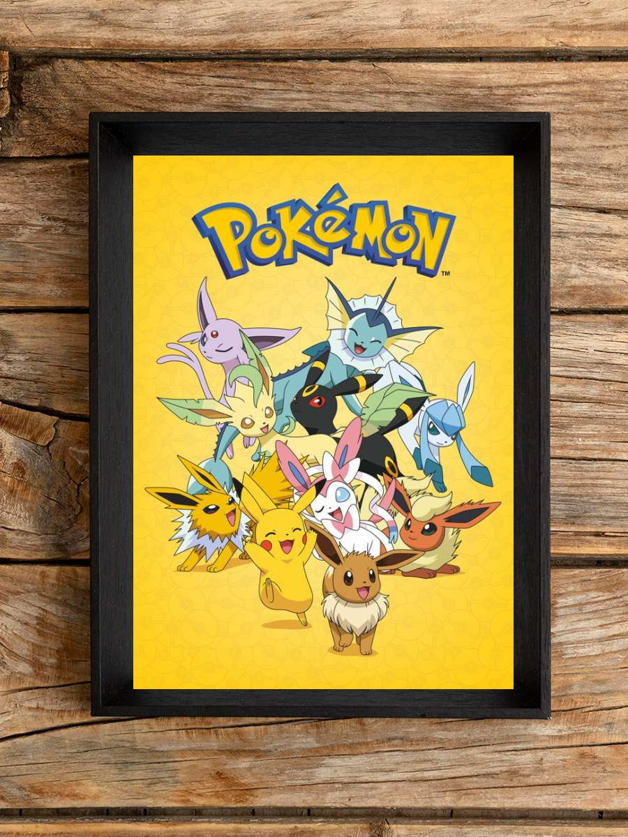 Pokémon - Eevee Evolutions Film Poster Tablo Siyah Çerçeveli Yüksek Kalite Film Duvar Tablo