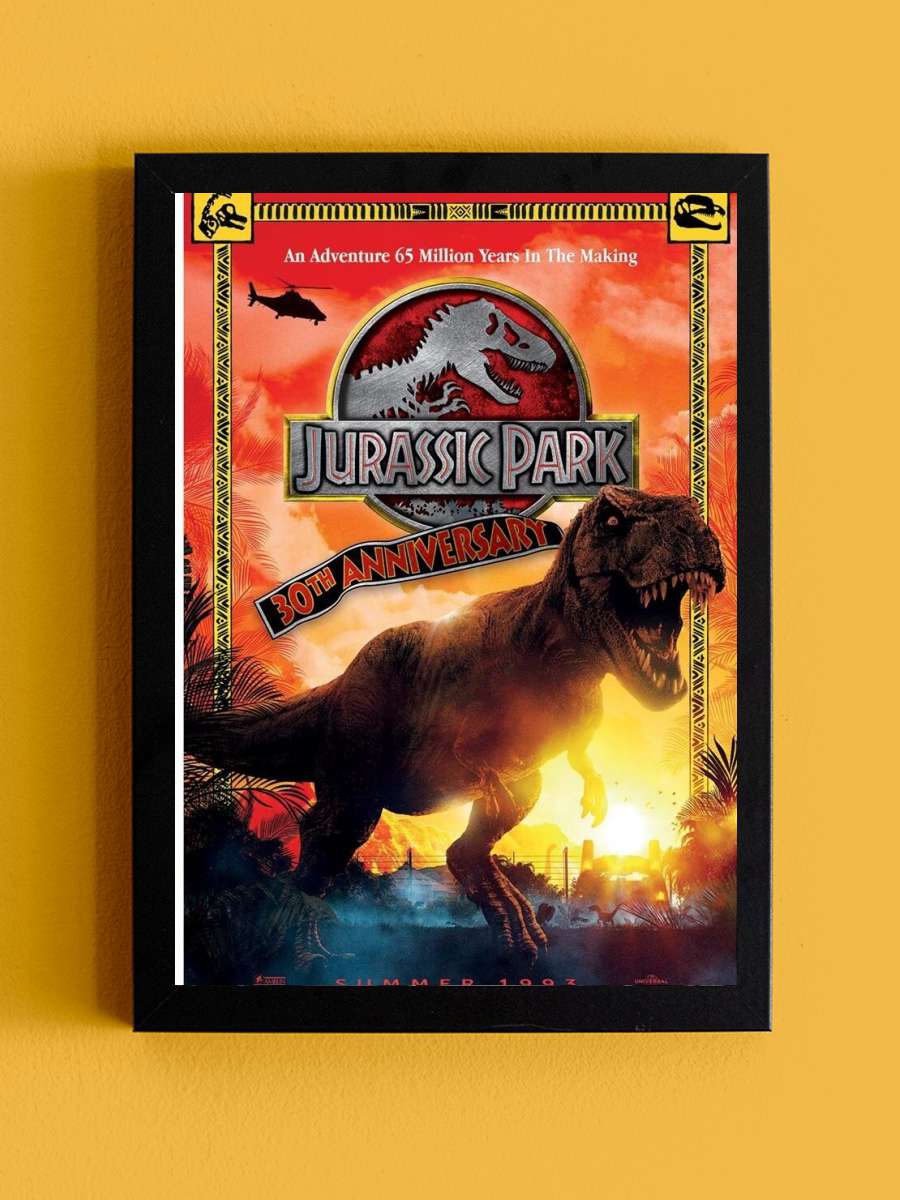 Jurassic Park - 30th Anniversary Film Poster Tablo Siyah Çerçeveli Yüksek Kalite Film Duvar Tablo