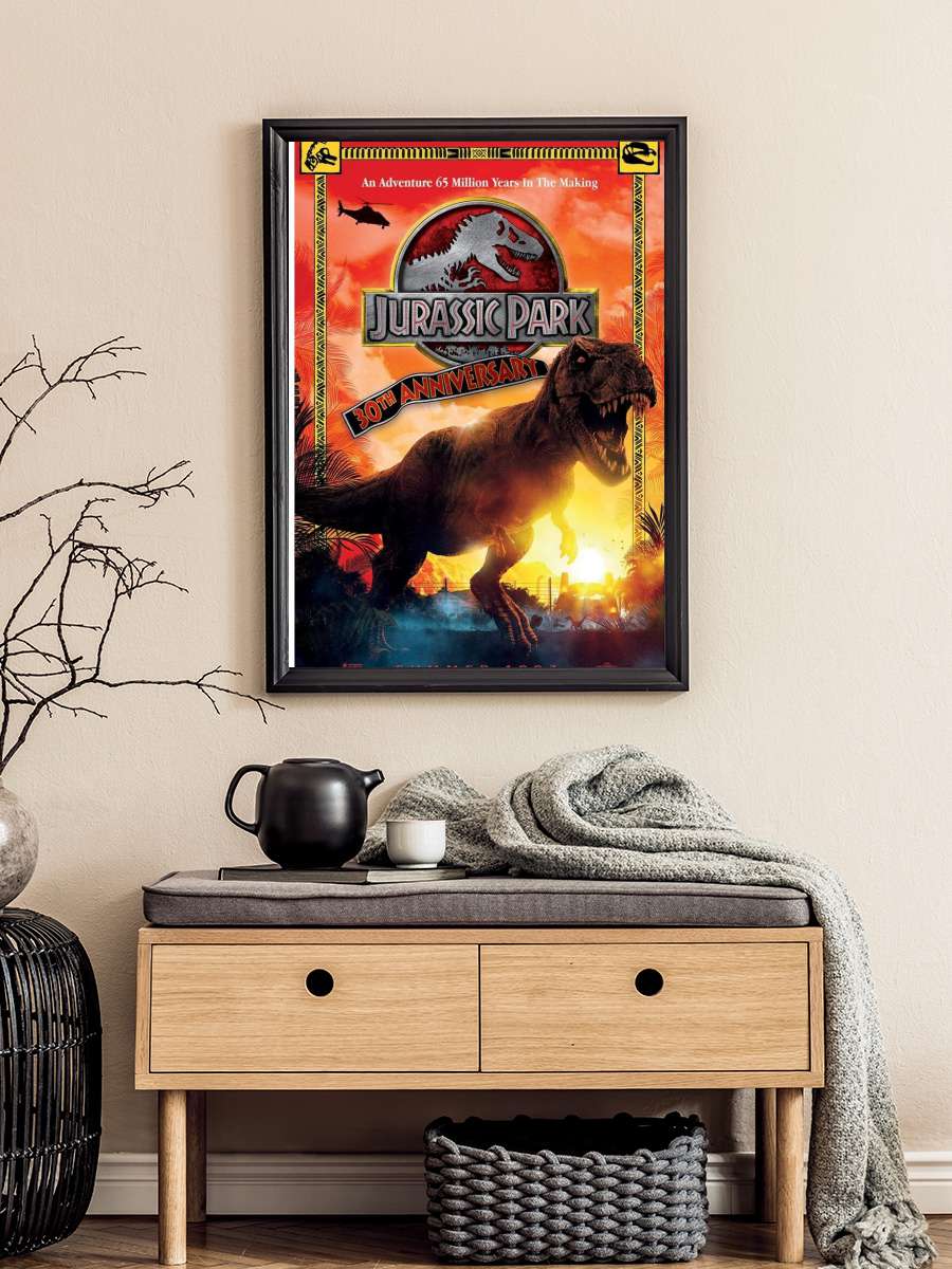 Jurassic Park - 30th Anniversary Film Poster Tablo Siyah Çerçeveli Yüksek Kalite Film Duvar Tablo