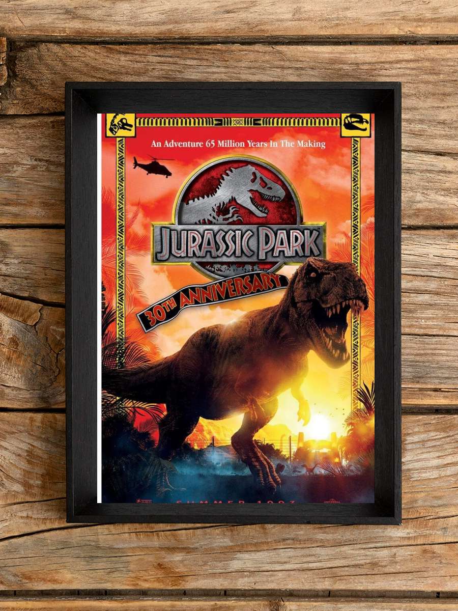 Jurassic Park - 30th Anniversary Film Poster Tablo Siyah Çerçeveli Yüksek Kalite Film Duvar Tablo